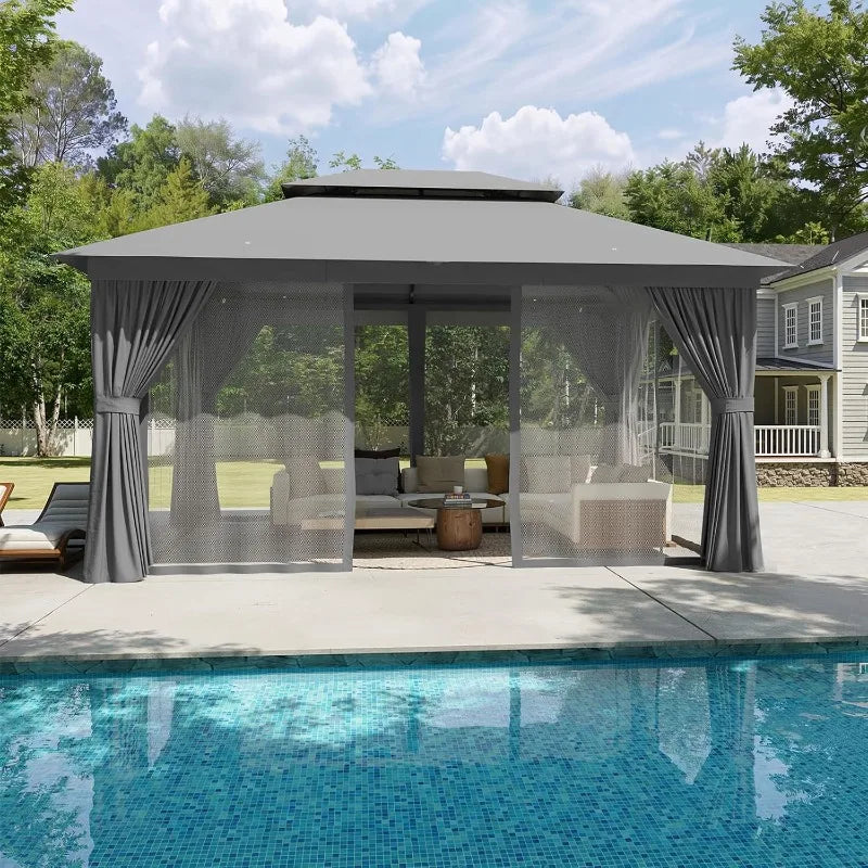 Heavy Duty Metal Frame Canopy with Double Roofs