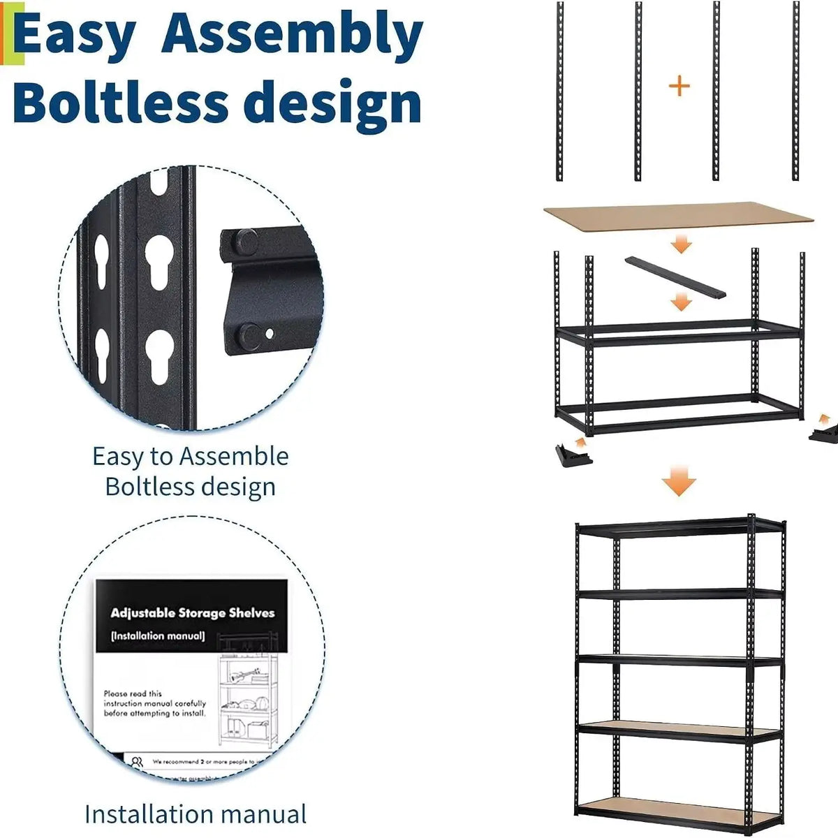 Heavy Duty Metal Storage Shelves Adjustable Boltless Rack