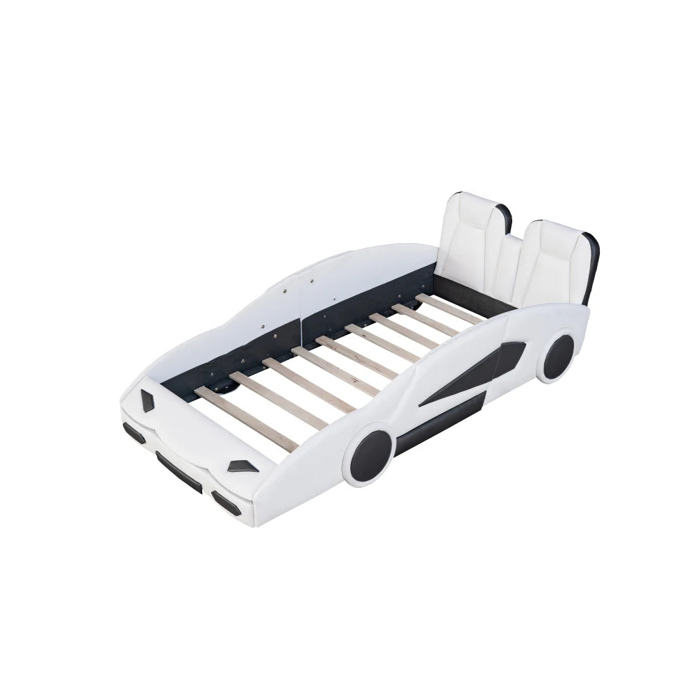 Twin Size Race Car-Shaped Platform Bed with Wheels