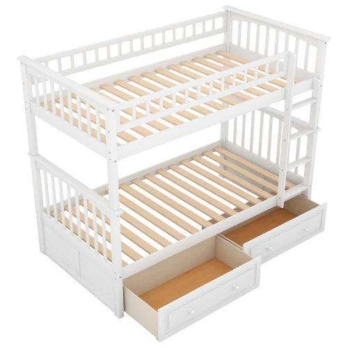 Twin over Twin Bunk Bed with Drawers