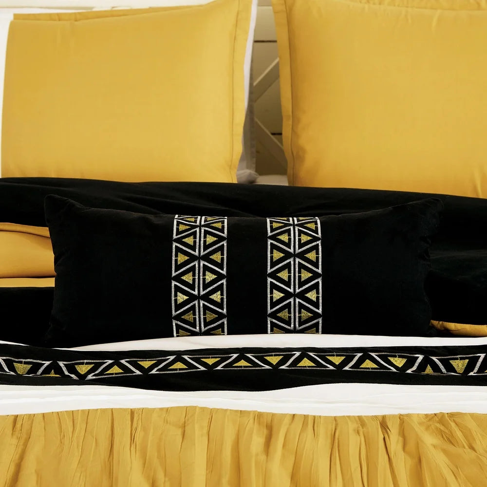 Luxurious Yellow Embroidered Queen Bedding Set