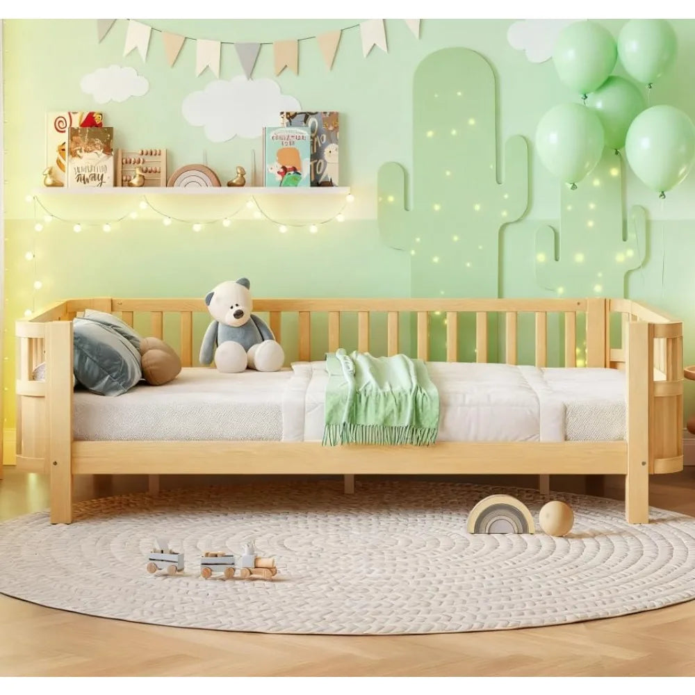 Twin Kids Bed Frame with Rails