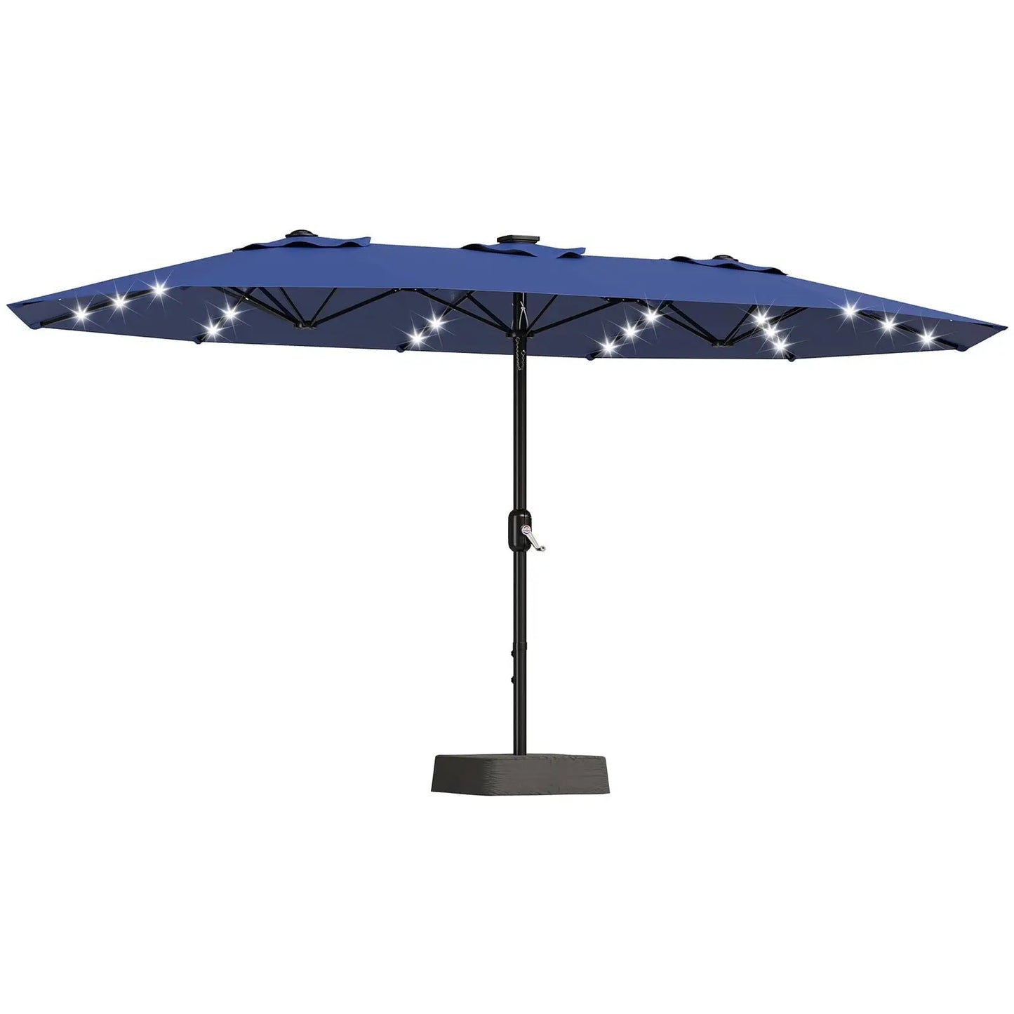 Outdoor Patio Umbrella With Solar LED Lights & Base