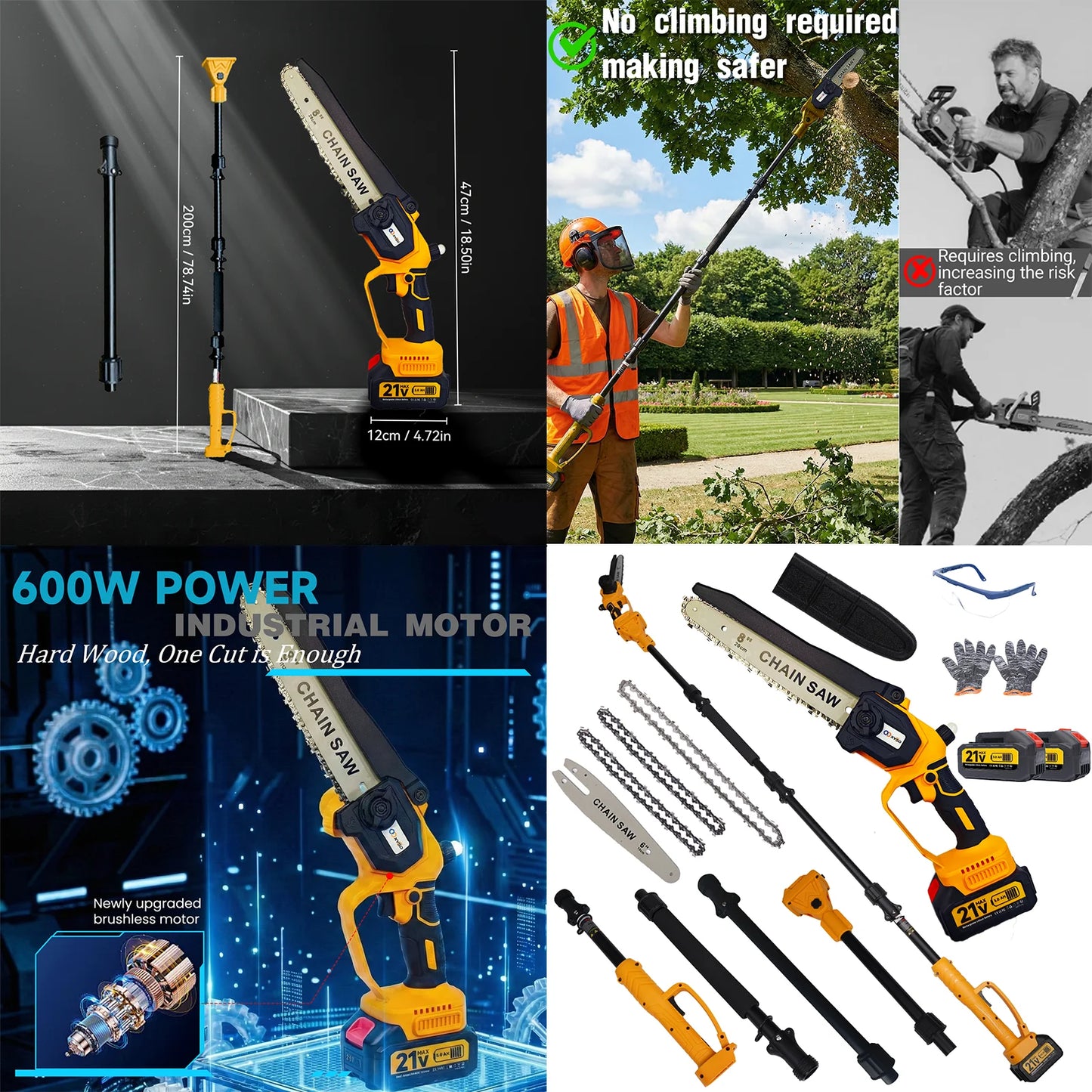 Electric Pole Saws with Extension Pole