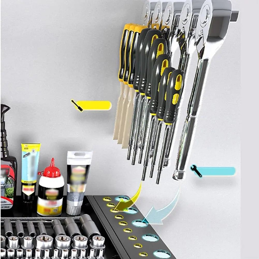 Tools Storage Rack Wall Mounted With Hooks Heavy-Duty Drill Holder