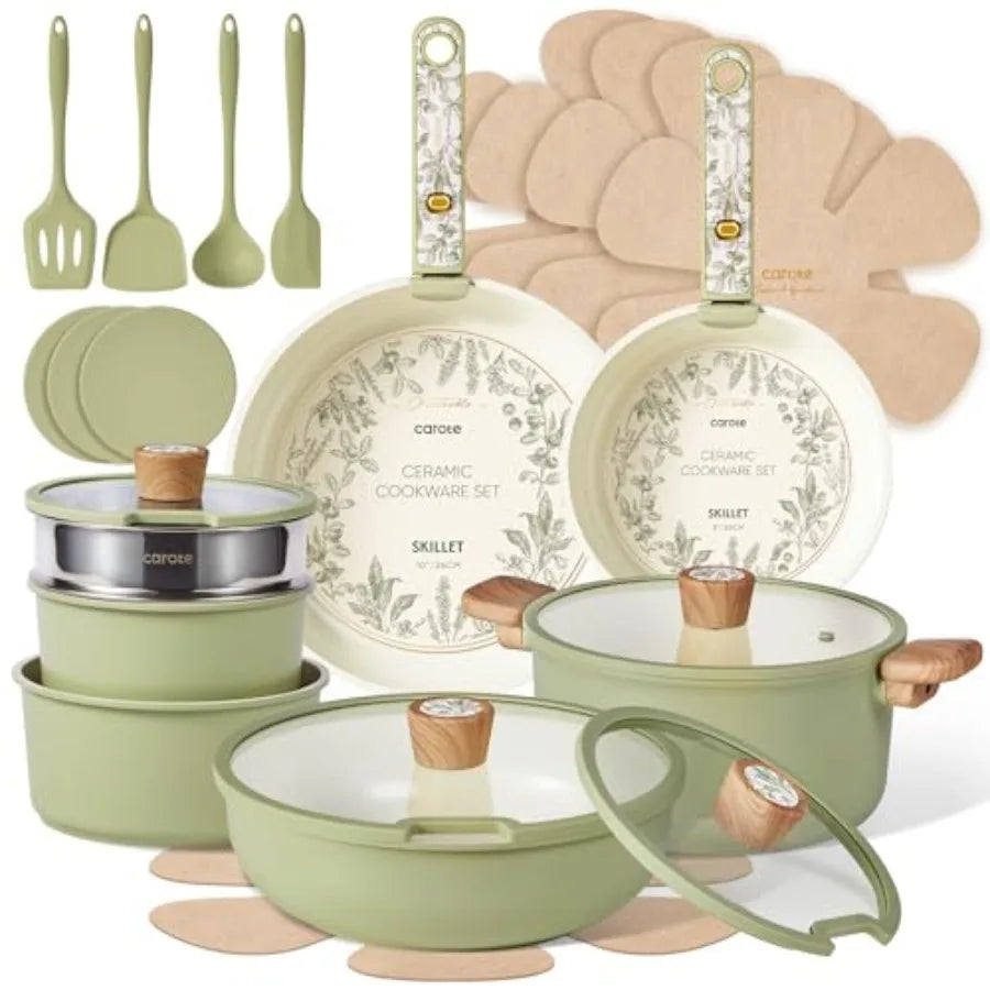 Nonstick Pots and Pans with Detachable Handle Ceramic Cookware Set