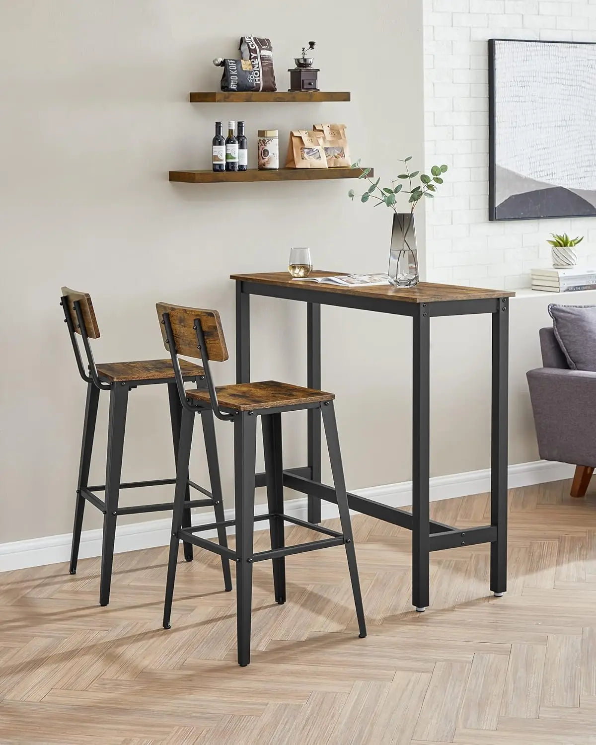 Rustic Brown & Ink Black Bar Stools