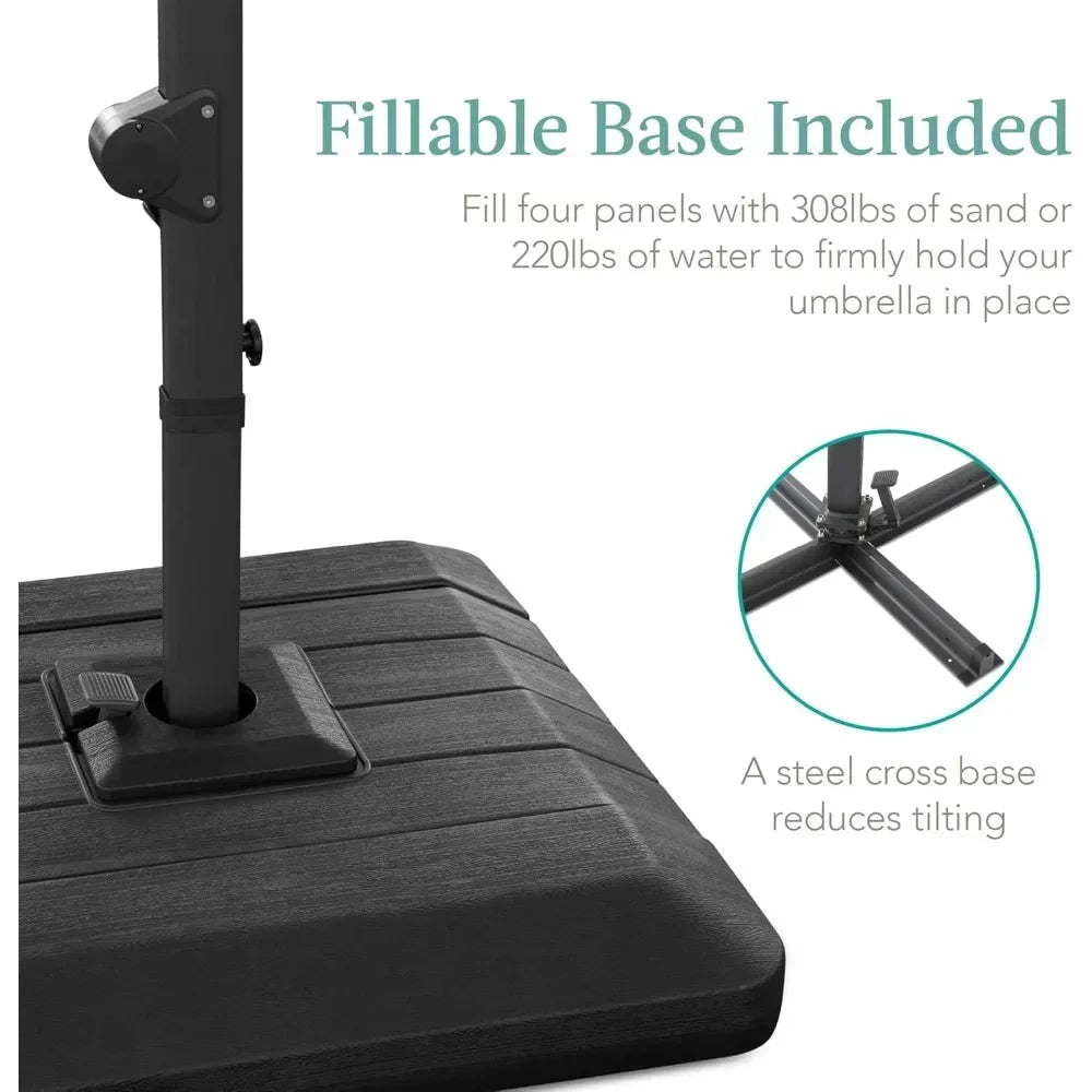 Patio Umbrella - Base Included and Solar LED Lights