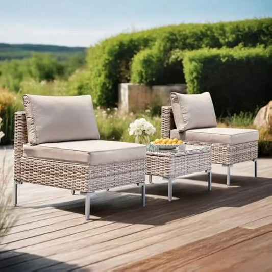 Outdoor Patio Furniture Set with Thick Water-Resistant Cushions & Coffee Table