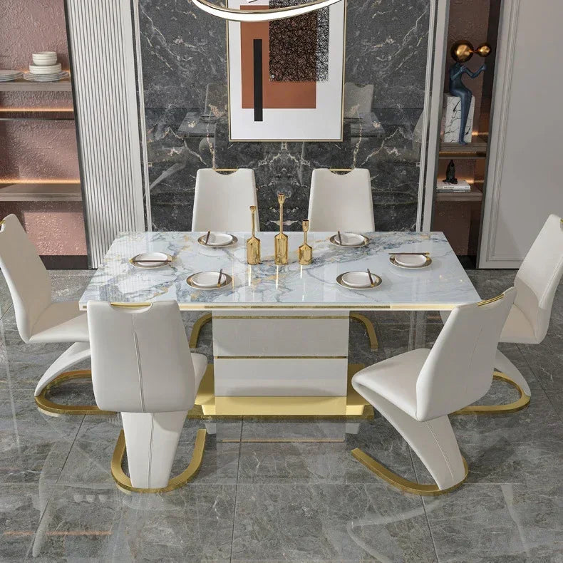 Modern Luxury Gold Dining Room Set