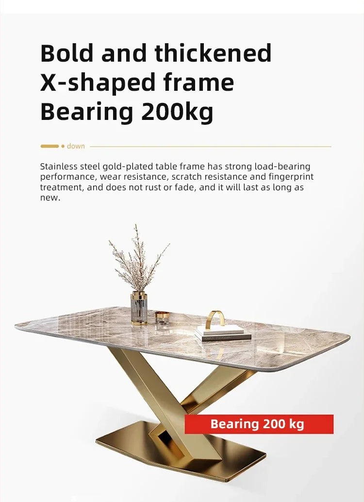 Thick Solid Center Steel Luxury Dining Table