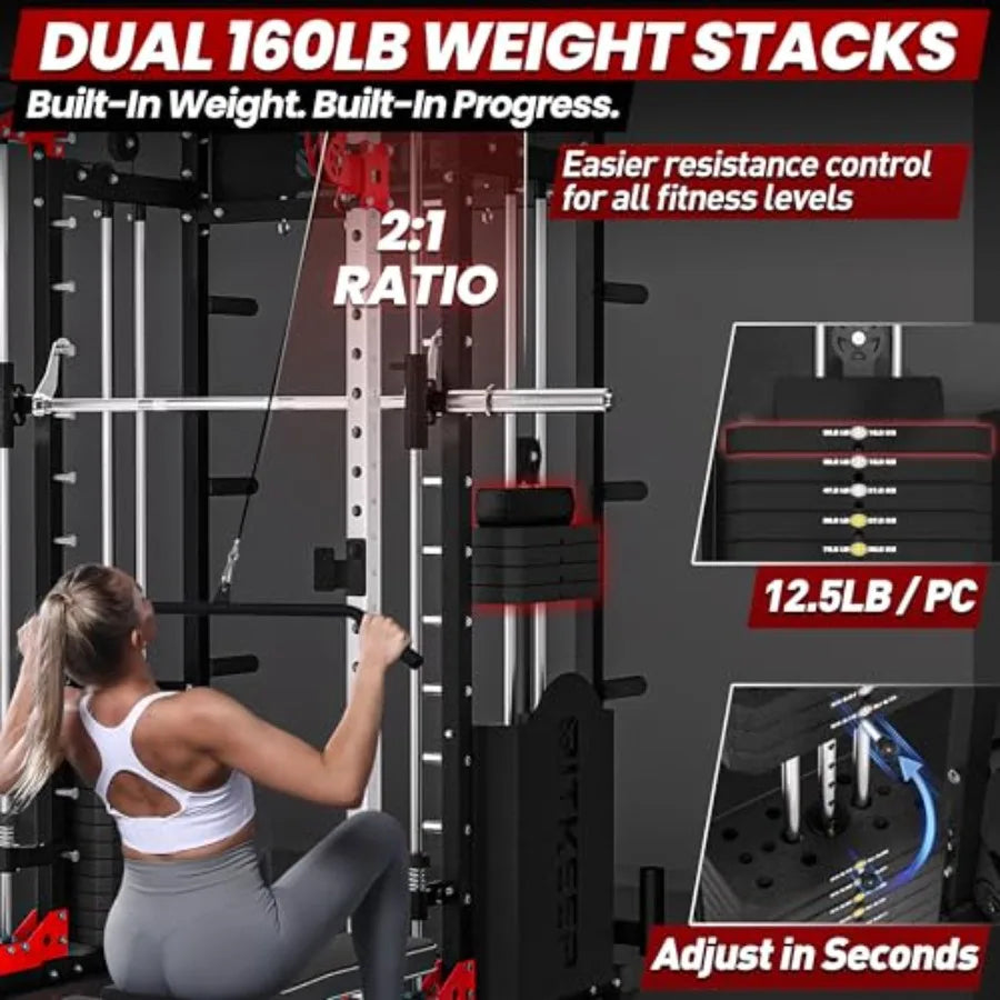Weight Stacks 6-in-1 Power Rack Crossover Pull-Up Dip Station