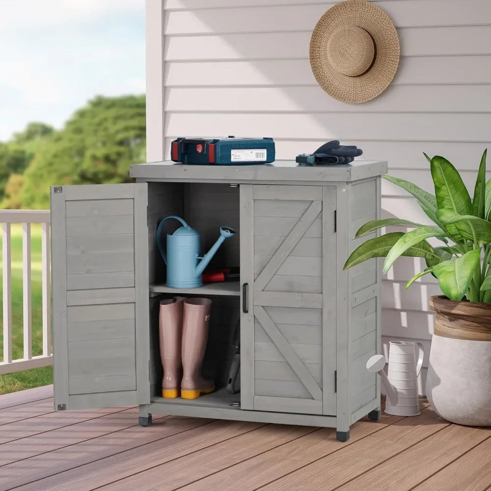 Outdoor Potting Bench with Storage Cabinet