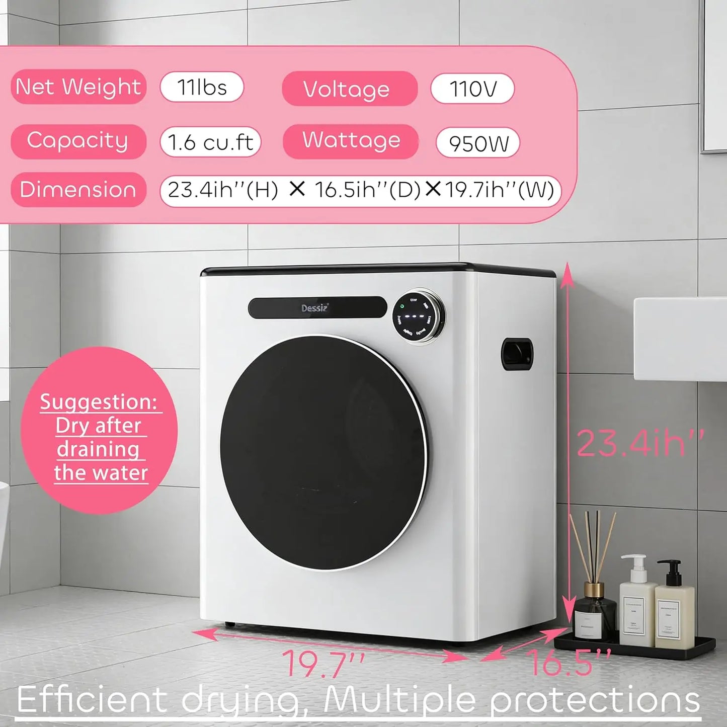 Compact Portable Laundry Clothes Dryer Front Load Stainless Steel