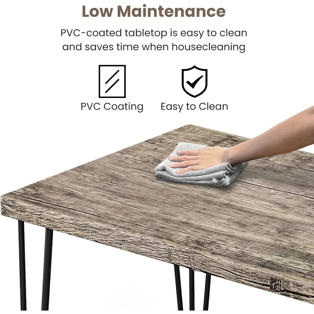 Modern Wood and Metal Dining Table Set