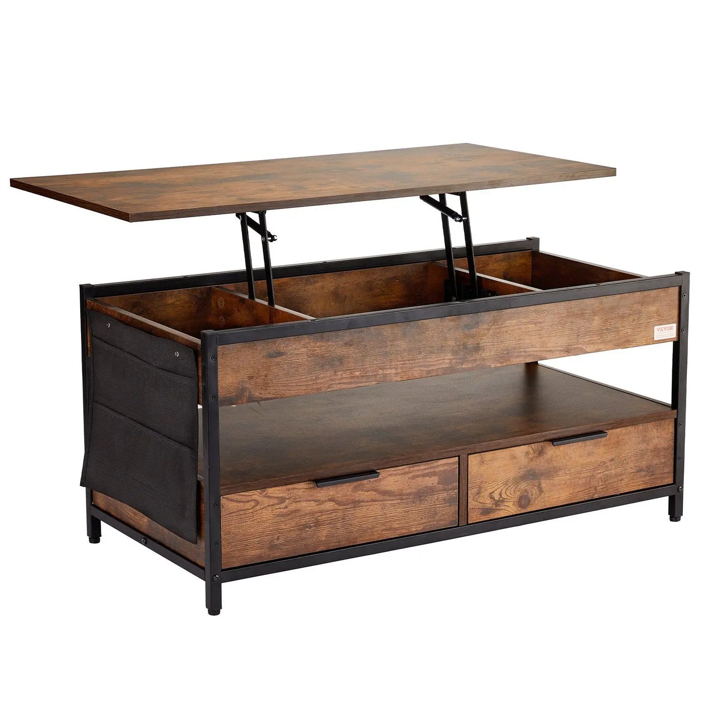 Rectangle Lift Top Coffee Table with Light & USB Port