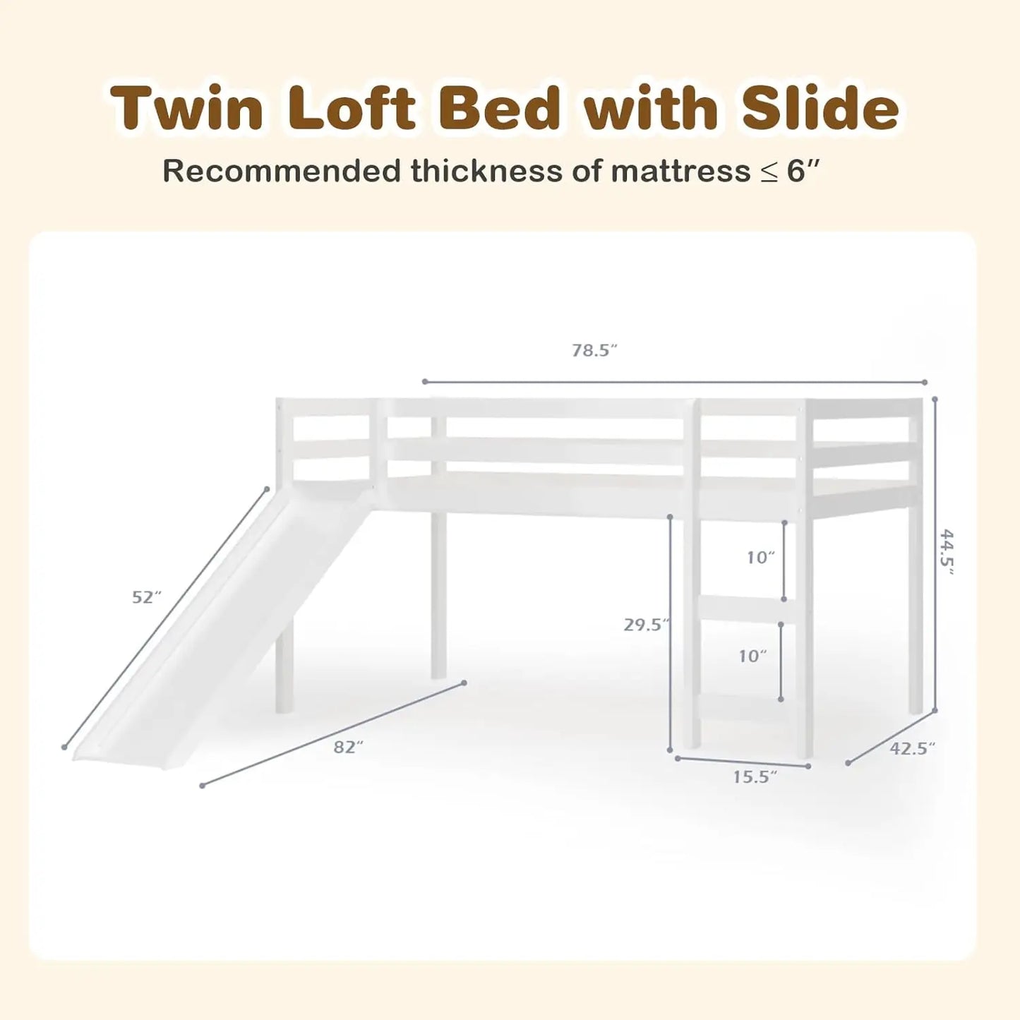 Twin Loft Bed with Slide