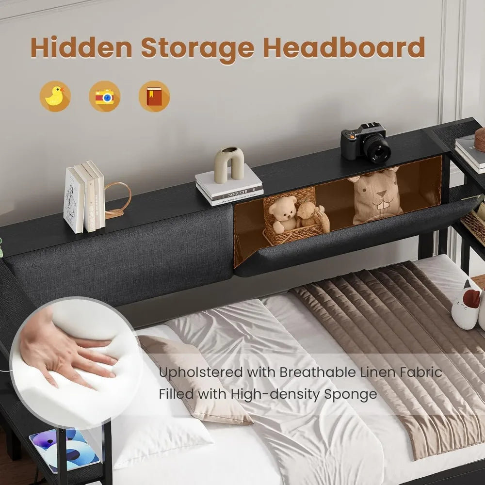 Twin Daybed with Storage Bookcase and Drawers