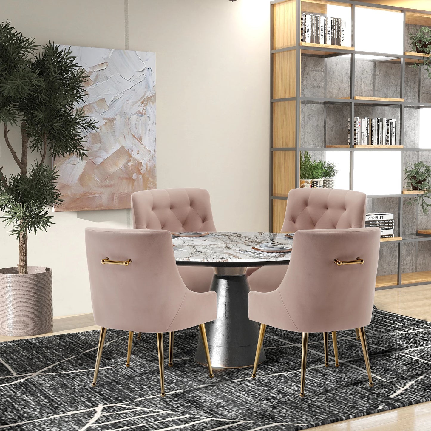 Modern Upholstered Accent Velvet Dining Chairs (Chairs Only)