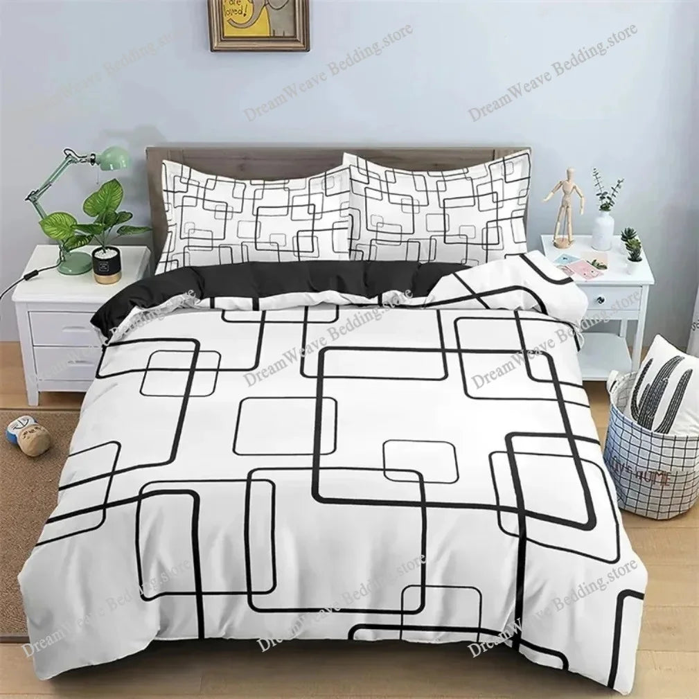 Modern Geometric Trapezoid Printed Bedding Set