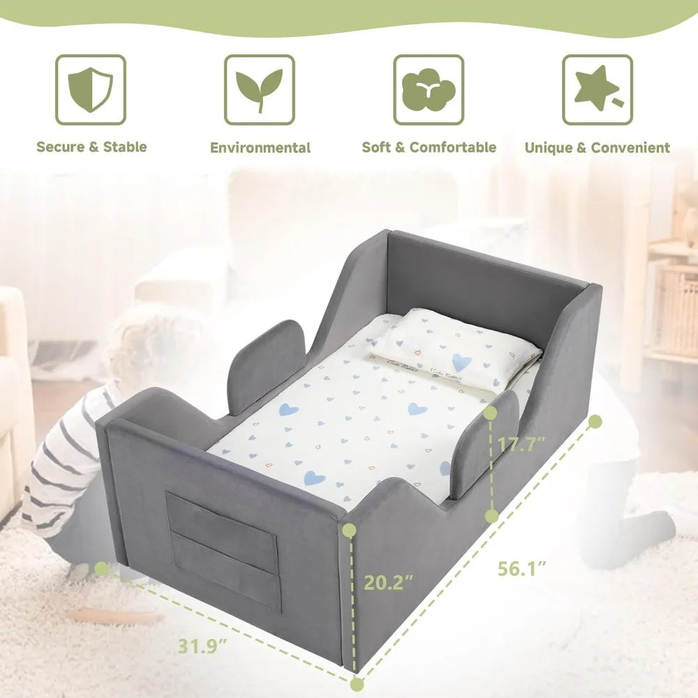 Removable Rail Standard Crib Floor Bed with Storage