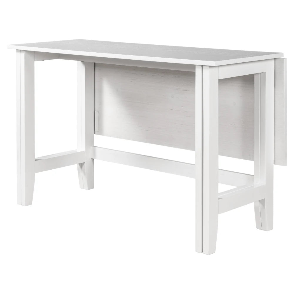 White Wood Extendable Drop Leaf Dining Table for Small Places