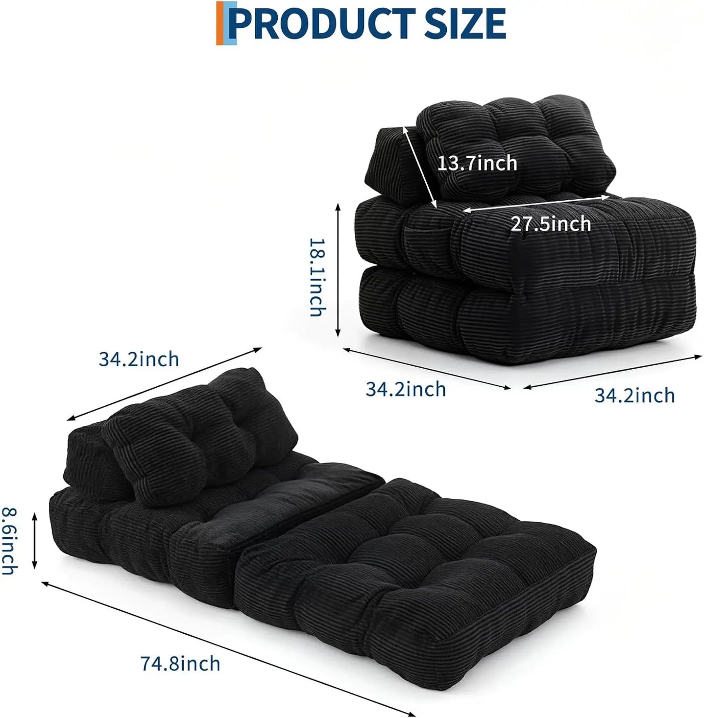 Folding Sofa Bed with Pillow