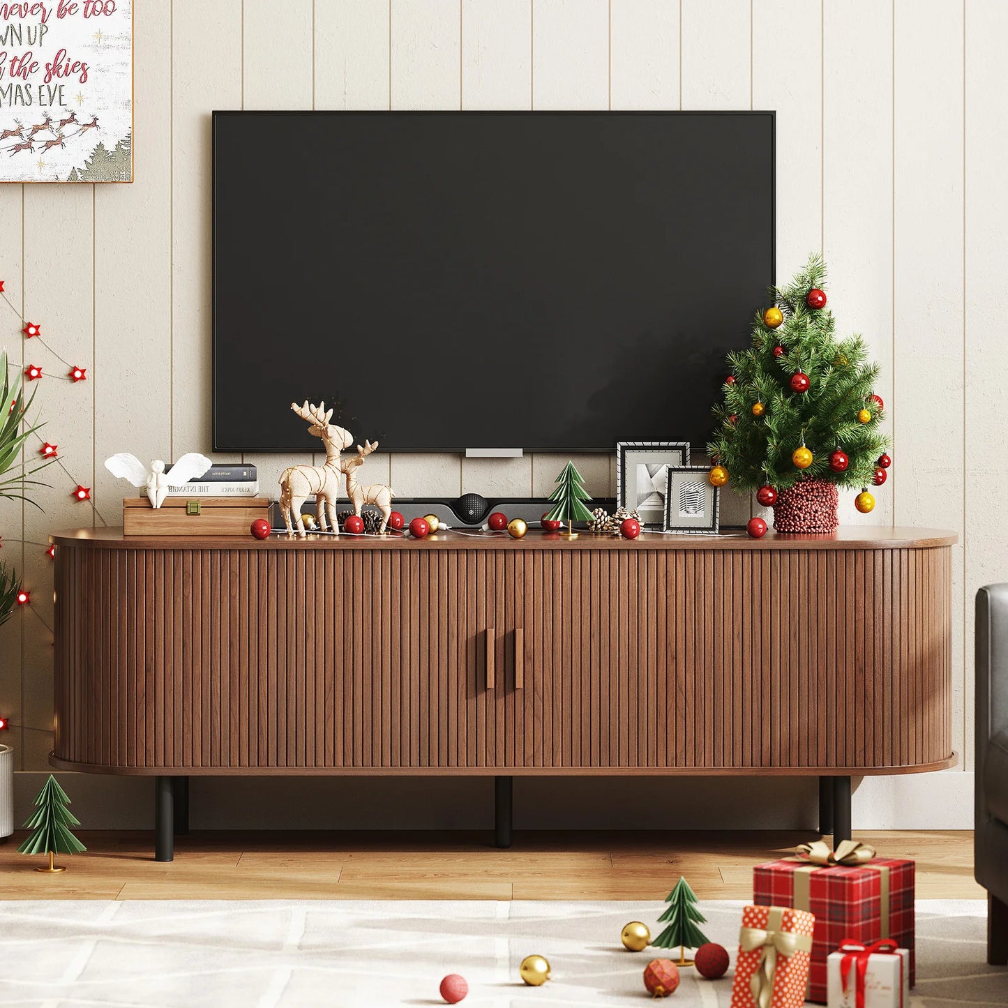 Entertainment Center Table with Sliding Doors