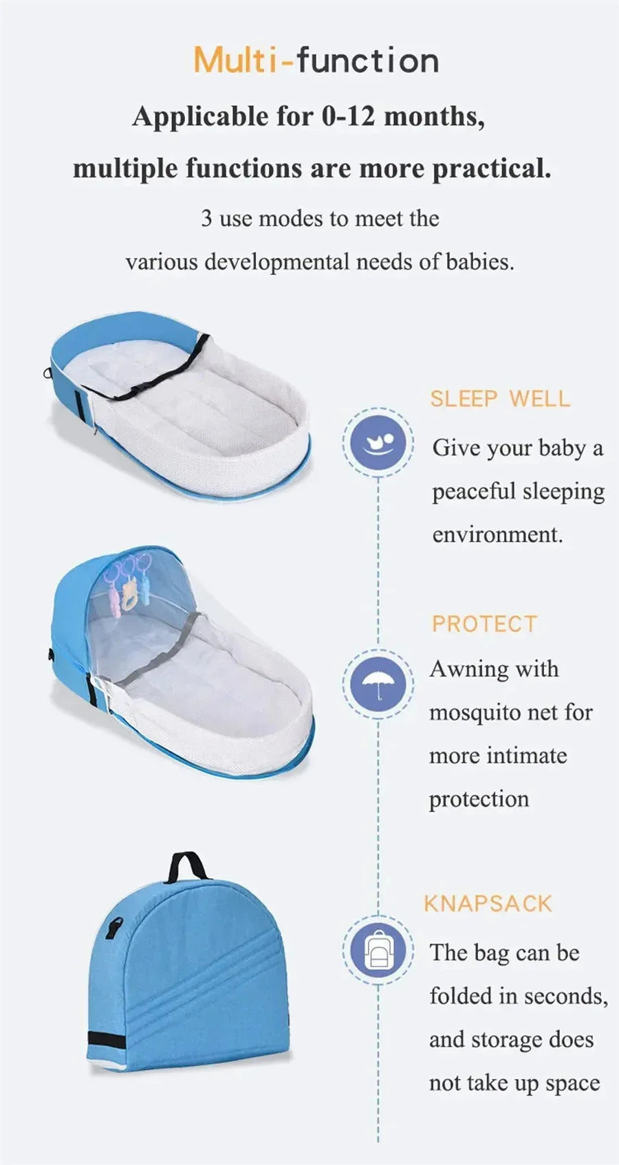 Portable Newborn Baby Bed - Bionic Isolation Travel Crib
