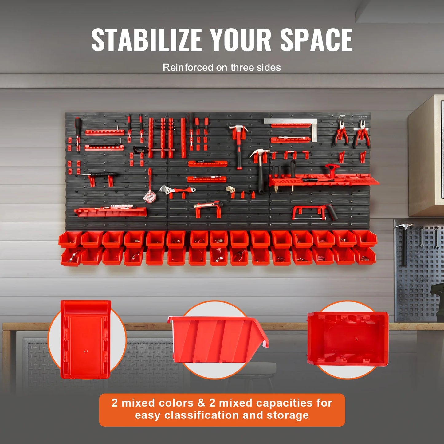 Wall Mounted Storage Bins Parts Rack Organizer