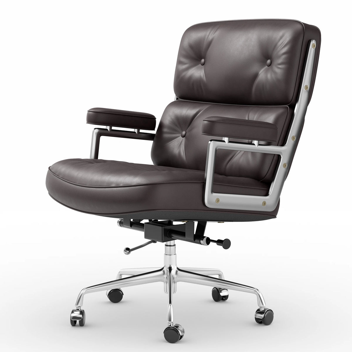 Genuine Leather with Aluminum Arms and Wheels for Support Rolling Swivel