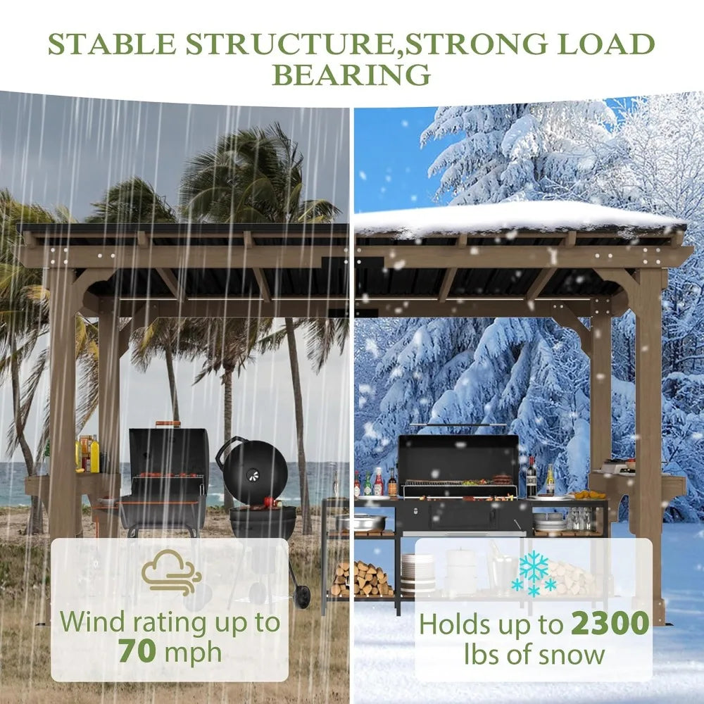 Heavy Duty Grill Gazebo Sloping Metal Roof
