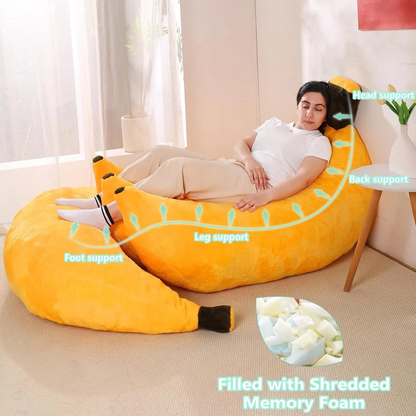 Better quality Banana Bean Bag Chair with Ottoman