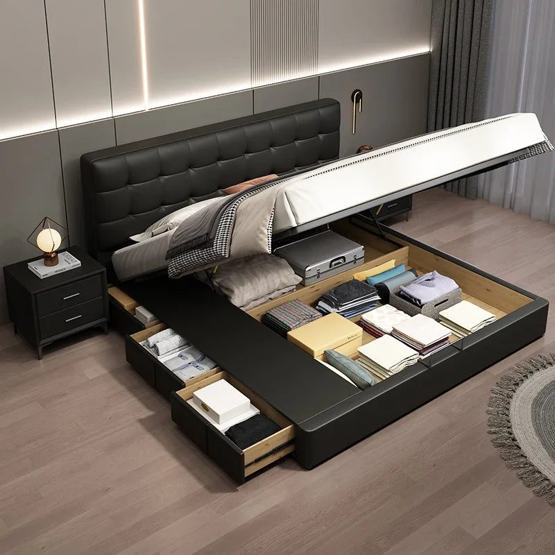 European Style Bed Frame With Nightstands