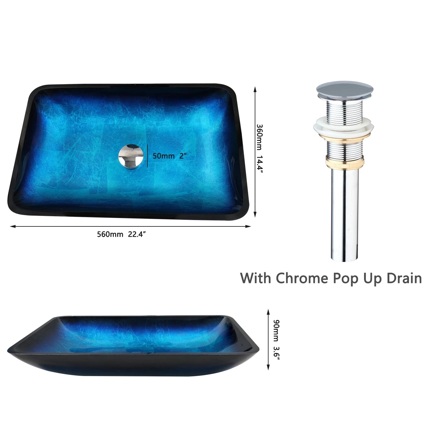 Big Tempered Glass Basin Sink