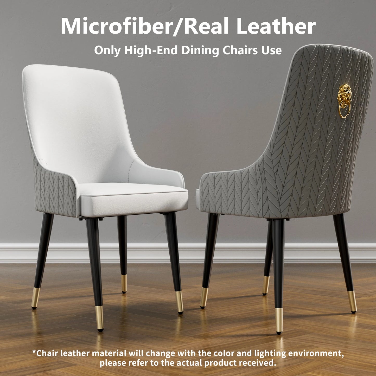 Tufted Back Lion Head Pull Ring Modern Set Dining Chairs
