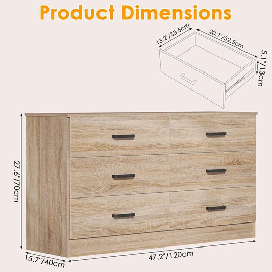 Modern Double Dresser with Large Storage Organizer