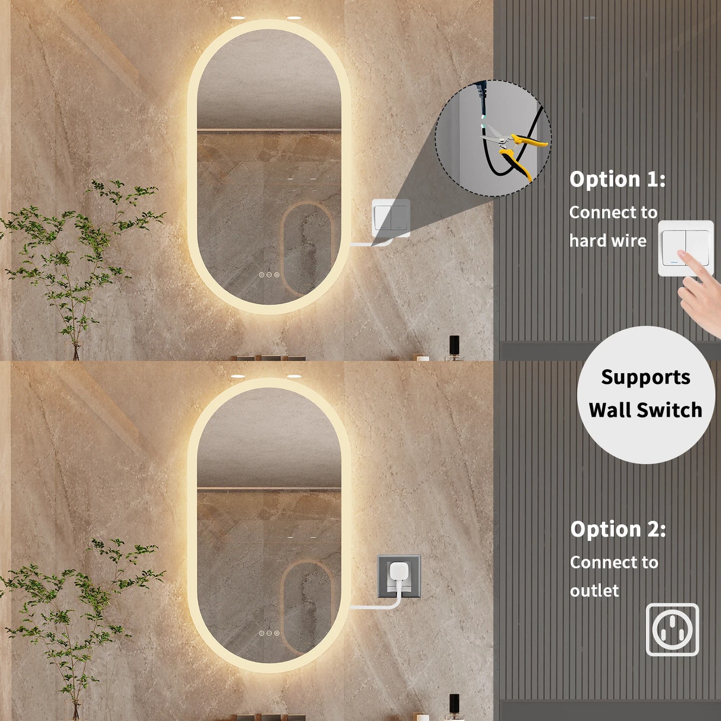 Vanity Mirror for Wall Mounted Back Lighted Mirror with Lights