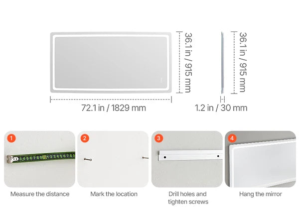 LED Vanity Mirror Anti-Fog Memory Mirror with Light