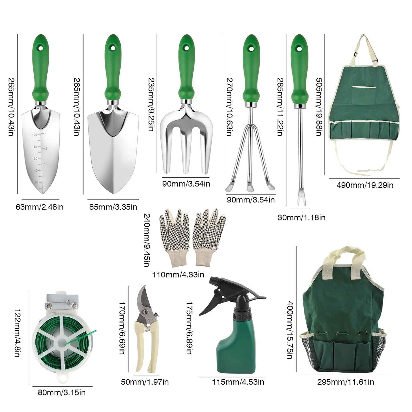 Heavy Duty Ergonomic Handle Garden Planting Tools Stainless Steel Set
