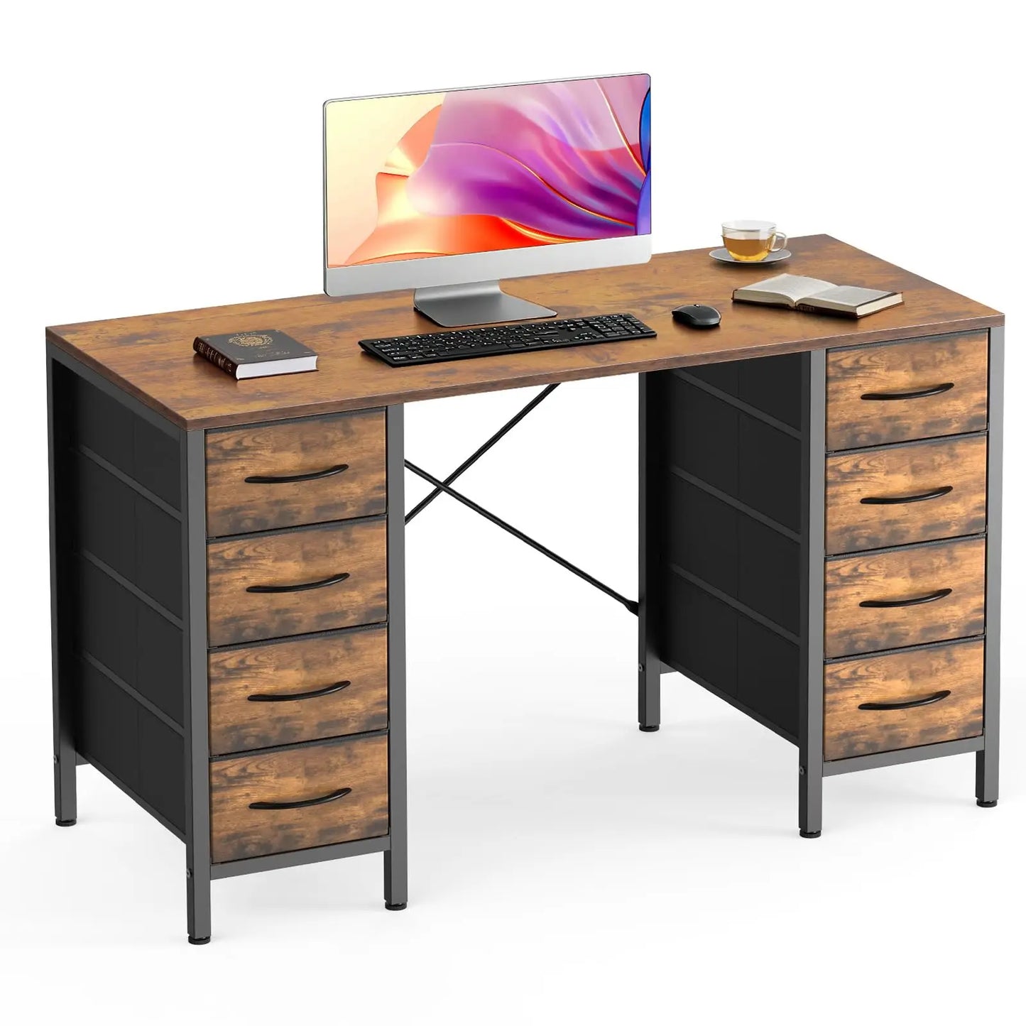 Computer Desk with X-Shaped Reinforced Structure