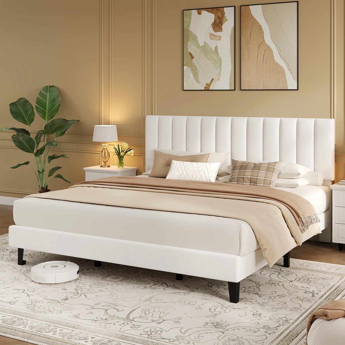 Velvet Upholstered Platform Bed Frame