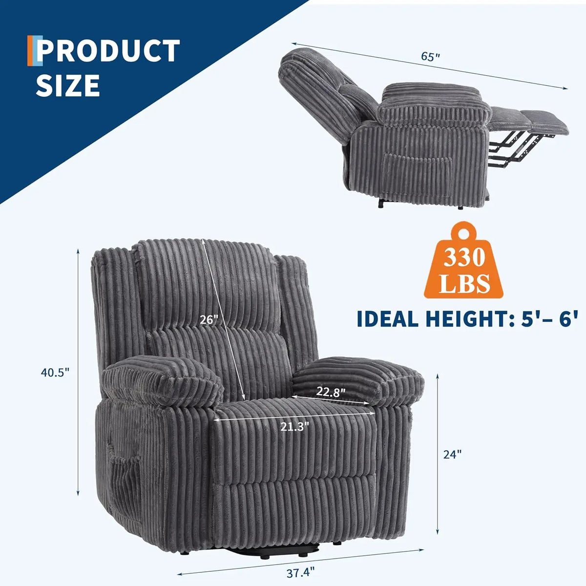 Manual Recliner Chair with Handle