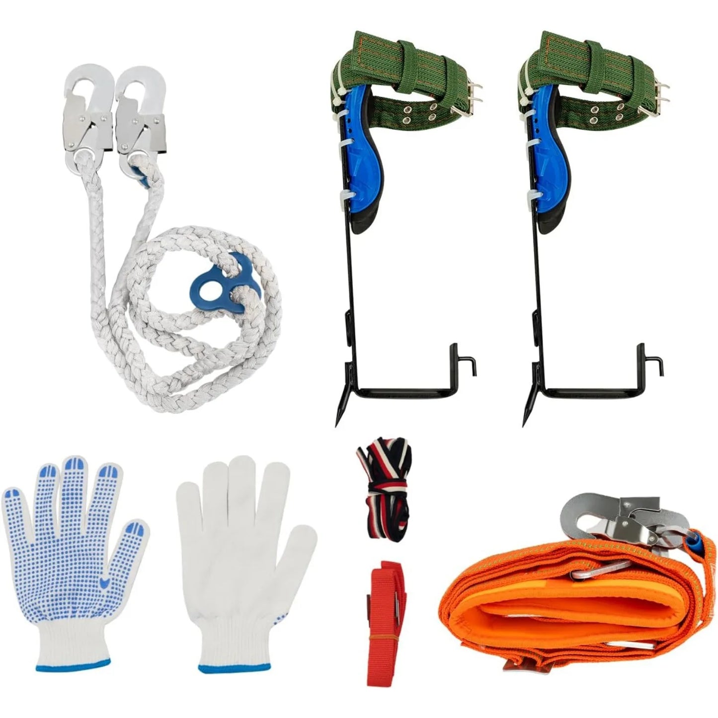Portable Tree Climbing Adjustable Lanyard Carabiner Safety Belt Straps Spike Set