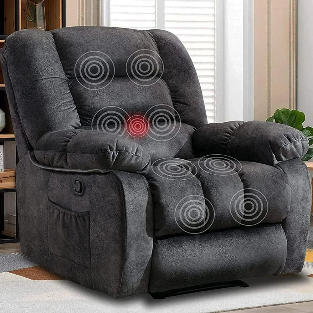 Living Room Overstuffed Heat Vibration Massage Recliner