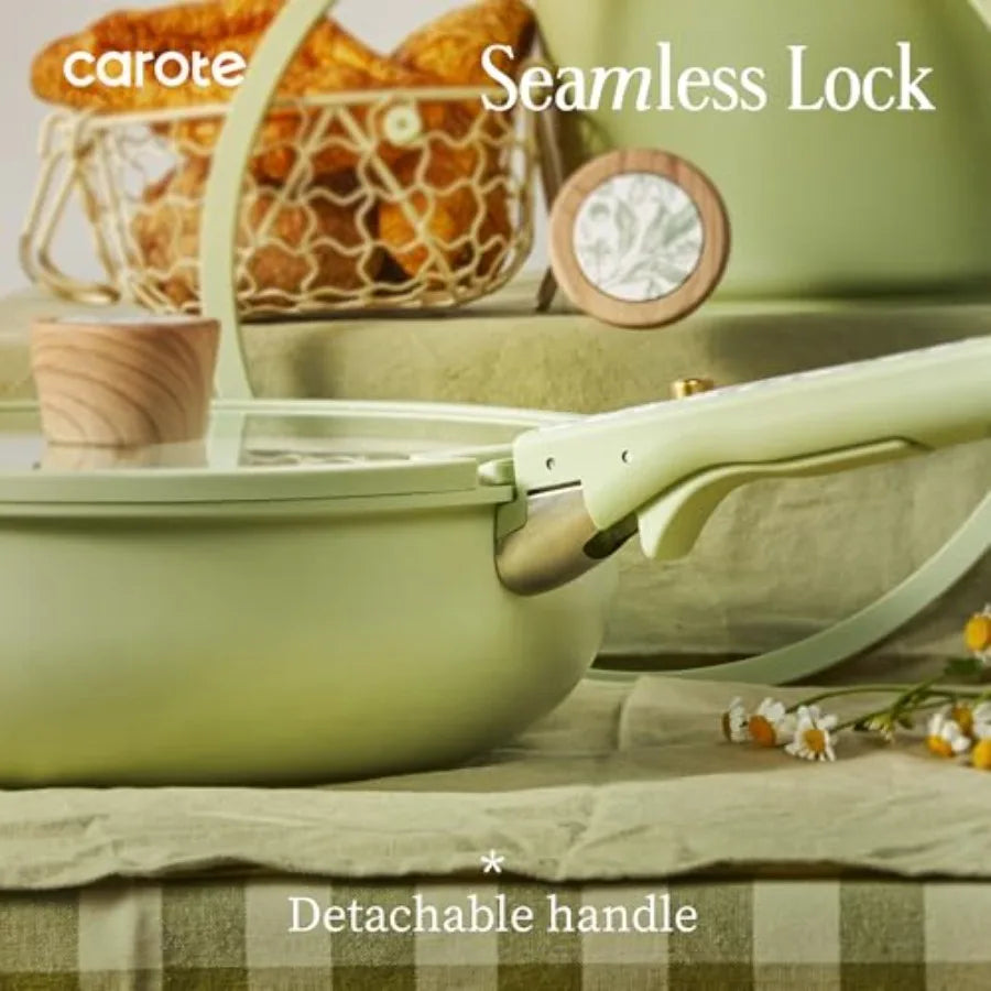 Nonstick Pots and Pans with Detachable Handle Ceramic Cookware Set