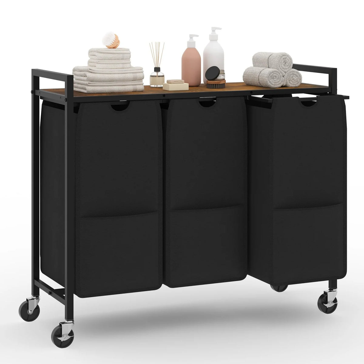 Rolling Laundry Hamper with Shelf