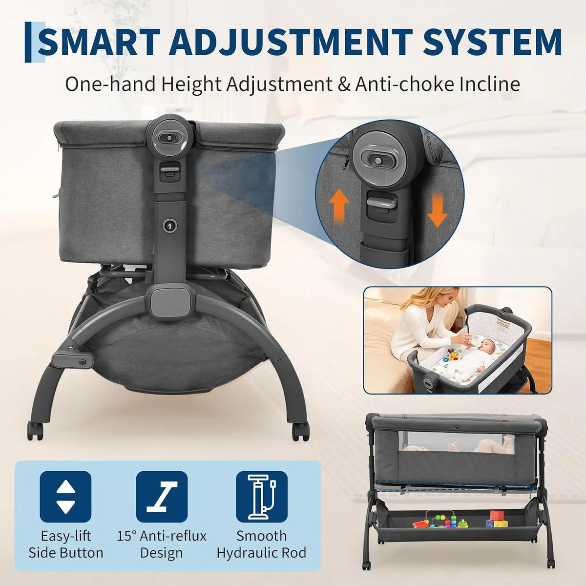 2-in-1 Baby Cribs Multifunctional Bedside