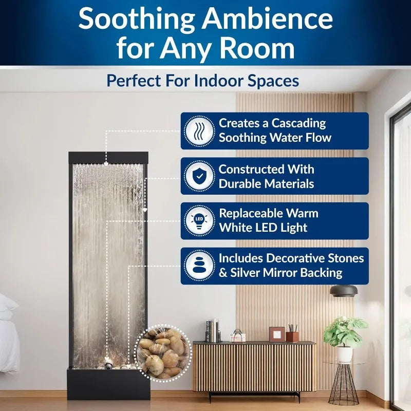 Waterfall Fountain with Stones and Lights