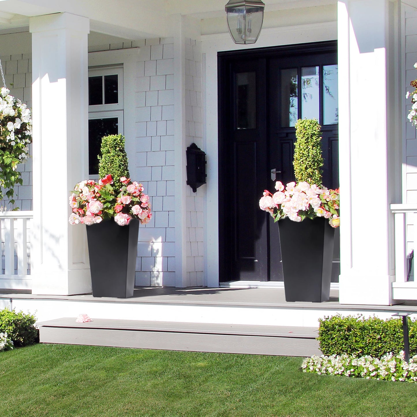High Front Porch Planter Pots with Drainage Holes Auto Watering